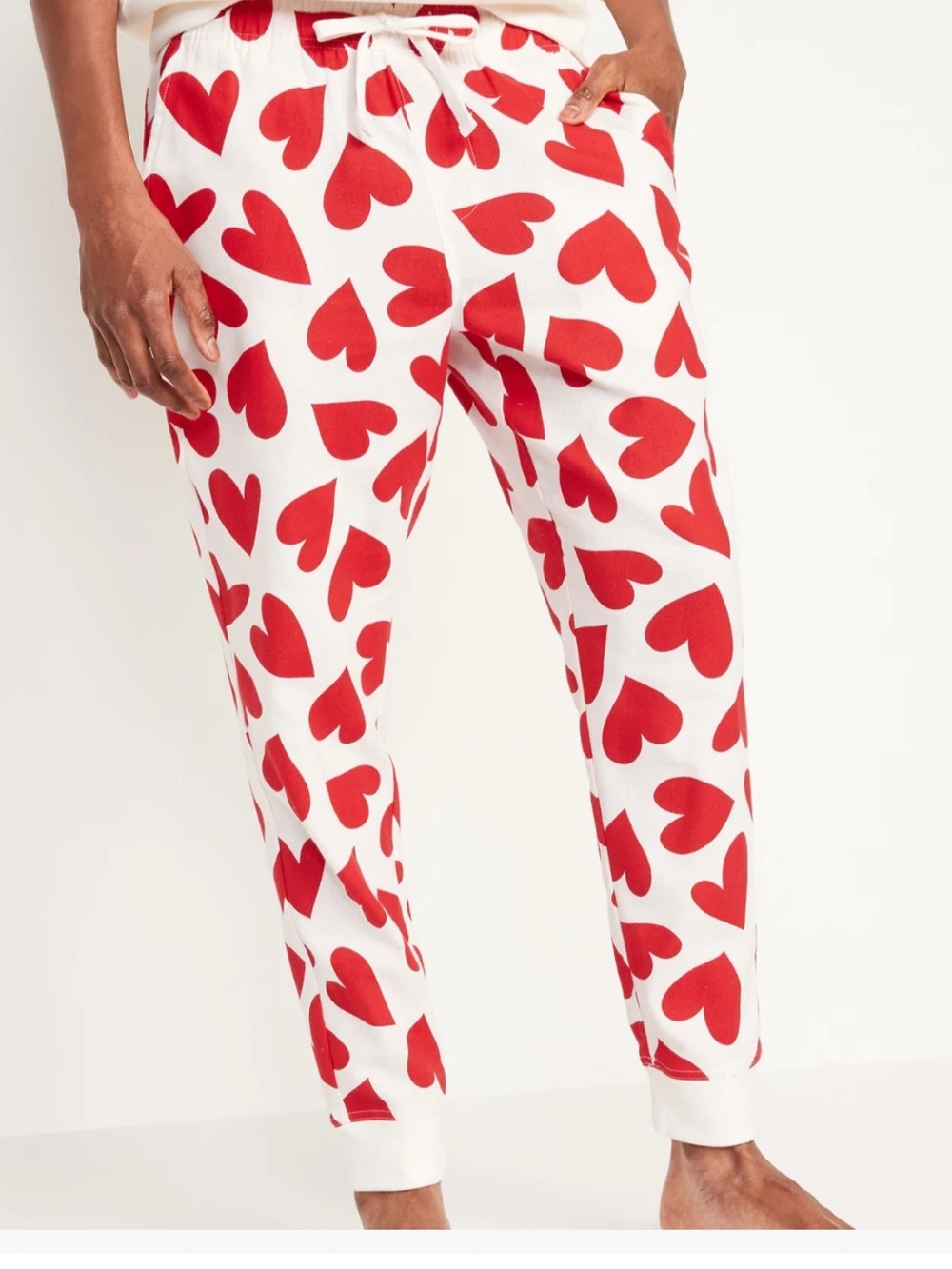 Old navy Red Heart Print Jogger Pants - White/Red size XL